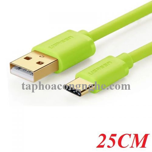 Ugreen 10659 25CM Màu xanh lá Cáp Usb 2.0 Sang Type C mạ vàng US141 30010659